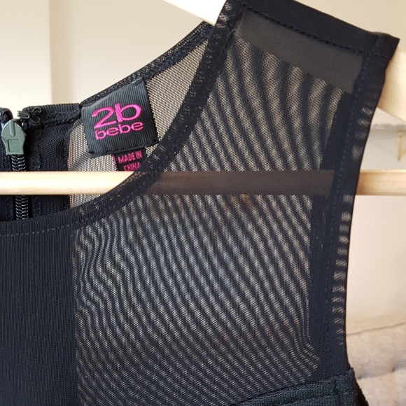 BEBE Black Bodycon Bandage Dress LBD - Picture 4 of 6